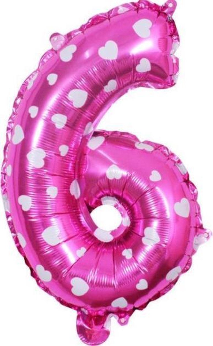 Afbeelding van product Merkloos / Sans marque  Folie Cijfer Ballon Groot | Roze | Cijfer 6 | ± 82 cm. | Maak je feestje compleet met deze mooie ballon!