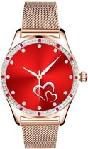 Belesy® ZIRCON - Smartwatch Dames - Horloge - 1.28 inch - Kleurenscherm - Stappenteller - Hartslag – Vrouwelijke cyclus – Bellen – MP3 Speler - Maak je eigen wijzerplaat – 50+ Wijzerplaten - Staal – Milanees - Goud - Moederdag