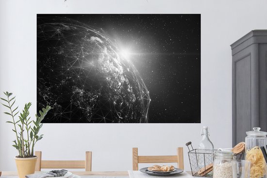 Stickers Stickers muraux - Terre - Etoiles - Ligne - 120x80 cm - Film adhésif