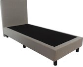 Bedworld Boxspring 100x200 cm zonder Matras - 1 Persoons Bed - Massieve Box met Luxe Hoofdbord - Creme