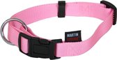 Martin sellier halsband basic nylon roze - 10 mmx20-30 cm - 1 stuks