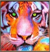 Diamond painting - Gekleurde Tijger - Dieren - Diamond schilderen - Volwassen - Kinderen - tijger - Natuur - 20x30 cm