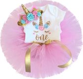 3 in 1 set Cakesmash outfit meisje - First Birthday Pink Unicorn outfit - 1e verjaardag Eenhoorn Jurk set - Een jaar tutu dress - Babykleding - Photoshoot Eenhorn jurk set