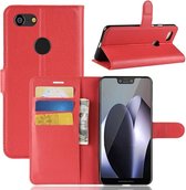 Litchi Texture horizontale flip lederen tas voor Google Pixel 3 XL, met portemonnee en houder en kaartsleuven (rood)