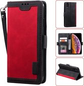 Voor iPhone X / XS Retro Splicing Horizontaal Flip Leren Hoesje met Kaartsleuven & Houder & Portemonnee (Rood)