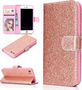 Voor iPhone 7 Glitterpoeder Horizontale Flip Leren Case met Kaartsleuven & Houder & Fotolijst & Portemonnee (Rose Goud)