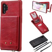 Voor Galaxy Note 10 plus verticale flip portemonnee schokbestendige achterkant beschermhoes met houder & kaartsleuven & lanyard & fotolijsten (rood)