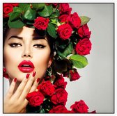 Vrouw met rozen in het haar - Foto op Akoestisch paneel - 120 x 120 cm