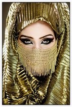 Mooie vrouw met gouden hoofddoek - Foto op Akoestisch paneel - 150 x 225 cm