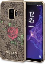 Bruin hoesje van Guess - Backcover - Roses - Leer - Galaxy S9 - Siliconen rand