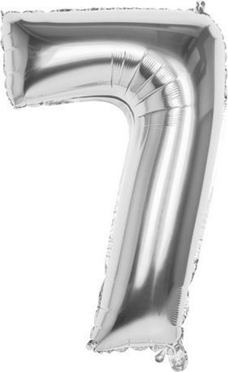 7 Jaar Folie Ballonnen Zilver - Happy Birthday - Foil Balloon - Versiering - Verjaardag - Jongens - Meisjes - Feest - Inclusief Opblaas Stokje & Clip - XL - 82 cm