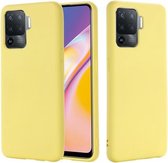 Voor OPPO A94/Reno5 F/F19 Pro Pure Kleur Vloeibare Siliconen Schokbestendig Volledige Dekking Case (Geel)