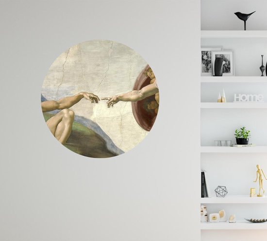 Création d'Adam, Michelangelo Buonarroti - Photo sur papier peint Circle - ⌀ 40 cm