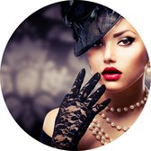 Glamour dame met parel ketting - Foto op Behangcirkel - ⌀ 60 cm