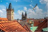 Klokkentoren en Tynsky kathedraal in zomers Praag - Foto op Tuinposter - 150 x 100 cm