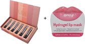 lippenstift in box, 6 verschillende kleuren in een leuke box, matte finish, trendy kleuren + 2 Lipmasker Hydraterend en kalmerend