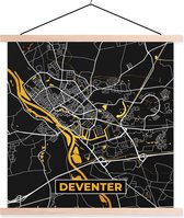 Affiche scolaire - Carte - Deventer - Or - Zwart - 120x120 cm - Lattes vierges
