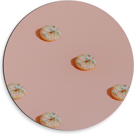 Dibond Wandcirkel - Donuts met Spikkels - 50x50cm Foto op Aluminium Wandcirkel (met ophangsysteem)