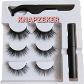 KNAPZEKER S11 Magnetische Wimpers - Nepwimpers - Wimperset Van 3 Wimpers 1 Eyeliner En Pincet - 3D Lashes – Nepwimpers – Fake Magnetic Eyelashes - Wimperextensions