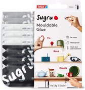 Sugru kneedbare lijm - kit van Tesa, 8-pack (8 x 3,5 g) in de kleuren 3 x zwart, 3 x wit, 2 x grijs