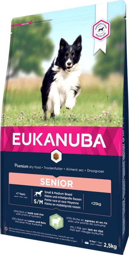 Eukanuba – Dog – Mature & senior – Alle rassen – Lam & rijst – Droogvoer – 2,5 kg