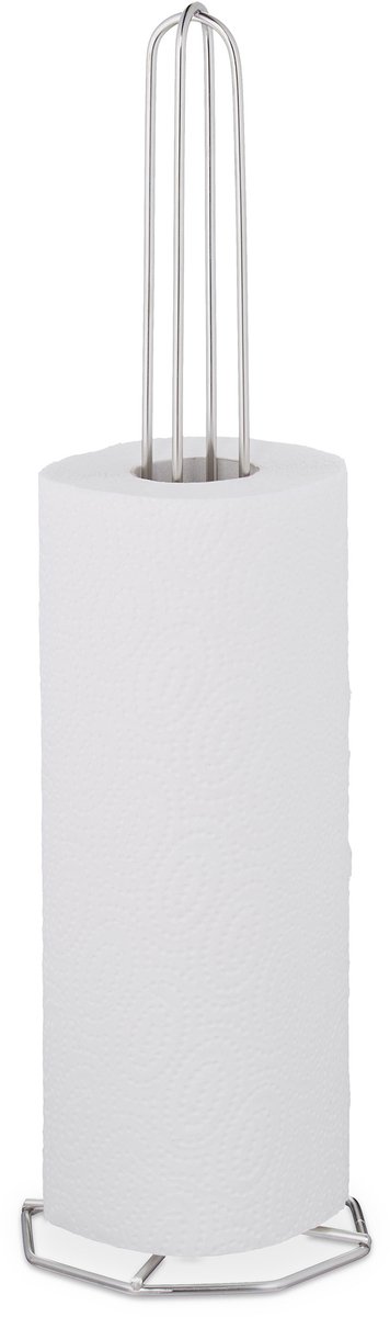 relaxdays keukenrolhouder rvs - staand - houder keukenpapier - reserverolhouder - metaal