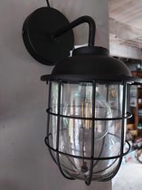 Brynxz - Muurlamp - Nostalgisch zwart - Wandlamp van metaal met glas