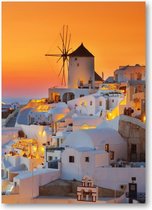 Oia bij zonsondergang, Santorini Griekenland - 50x70 Canvas Staand - Besteposter
