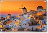Oia bij zonsondergang, Santorini Griekenland - Tuinposter 120x80 - Wanddecoratie - Besteposter