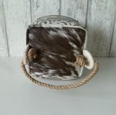 Deurstopper vierkant / bovenzijde koeienhuid en canvas / deurstoppers binnen / deurbuffer /  H19cm