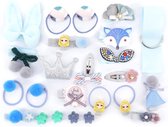 Kinder Elastiekjes Set - Blauw | 24 stuks | Haar Clipjes / Haar accessoires | Fashion Favorite