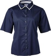 Dames blouse marine, wit detail | Maat 42
