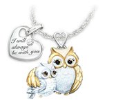 Ketting met hanger uil met extra hangertje tekst: I will always be with you