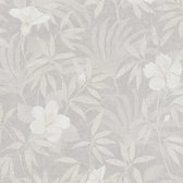 A.S. Création behangpapier bloemen beige, grijs en metallic - AS-380284 - 53 cm x 10,05 m