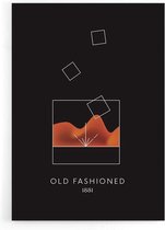 Walljar - Old Fashioned Cocktail - Muurdecoratie - Poster met lijst