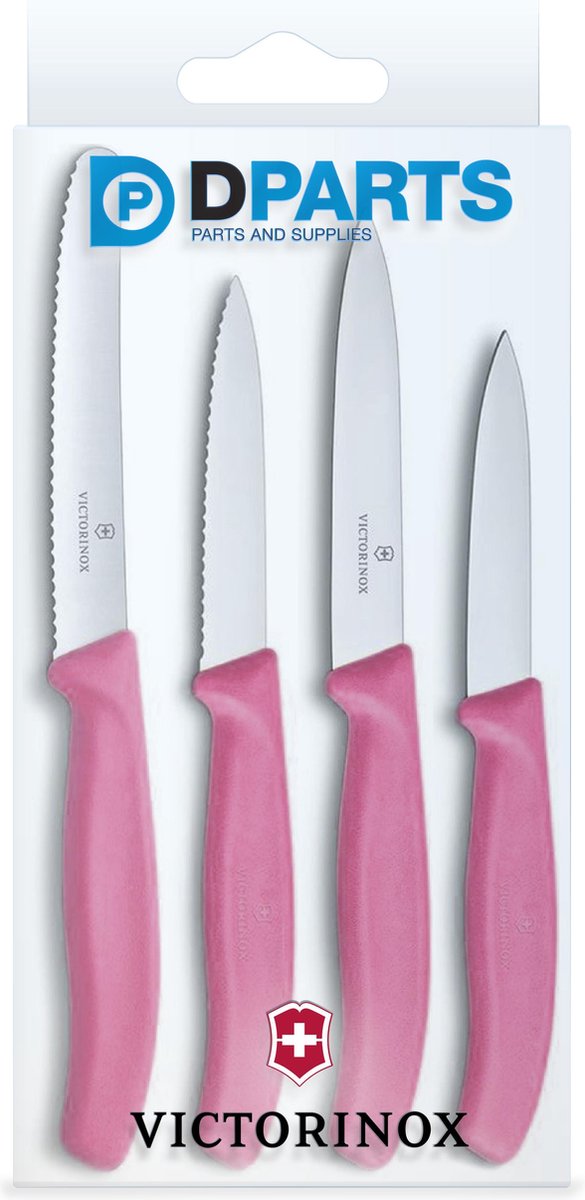 Victorinox 4 delige messenset bestaande uit 4 verschillende keukenmesjes / schilmesjes zeer goede kwaliteit kleur : roze