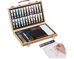 Schilder en tekenkoffer - 56-delige set voor kunstenaars - Van beukenhout