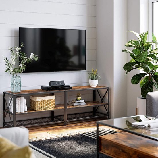 FineBuy HiFi Lowboard Hout Eiken Decor TV-Dressoir 160x51x40 cm | TV-Meubel met 2 Deuren | TV-Tafel TV-Bord Woonkamer Modern