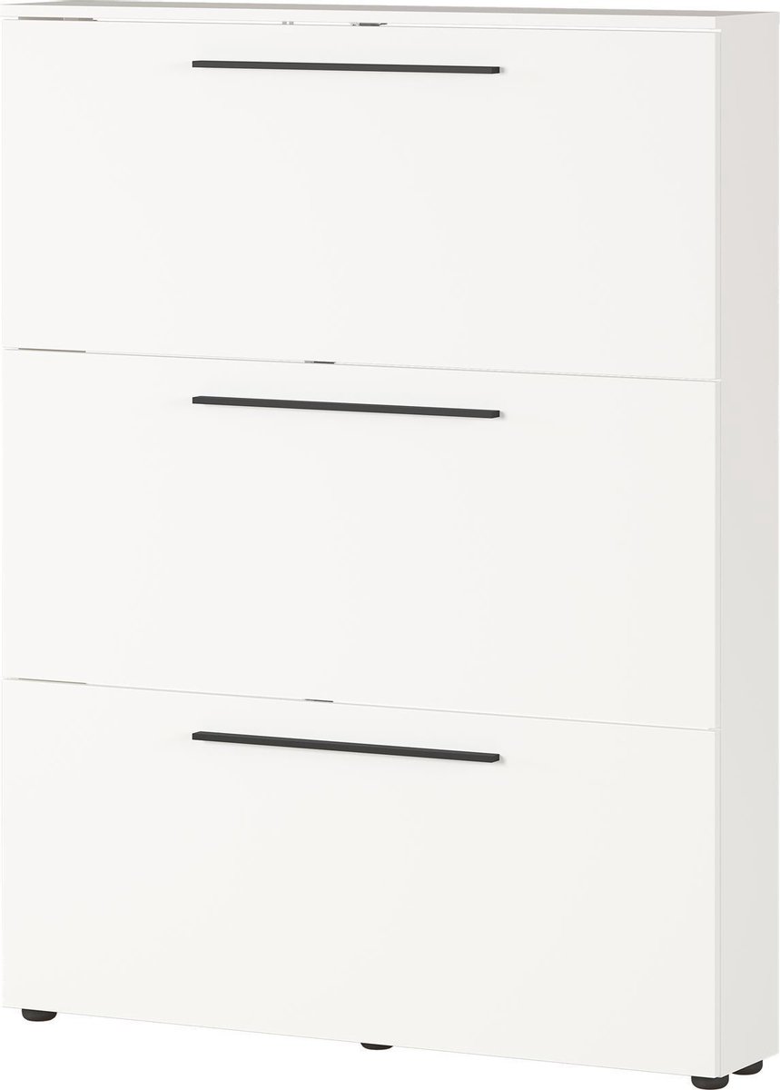 Schoenenkast Jonas 100cm Met Drie Deuren - Wit - Germania - Schoenenkast - Wit - Melamine; Spaanplaat