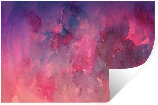 Muurstickers - Sticker Folie - Waterverf - Roze - Rood - 120x80 cm - Plakfolie - Muurstickers Kinderkamer - Zelfklevend Behang - Zelfklevend behangpapier - Stickerfolie