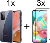 Samsung A72 Hoesje - Samsung Galaxy A72 hoesje siliconen case transparant hoes cover hoesjes - Full Cover - 3x Samsung A72 Screenprotector