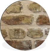 WallCircle - Wandcirkel - Muurcirkel - Antieke muur van bakstenen - Aluminium - Dibond - ⌀ 90 cm - Binnen en Buiten