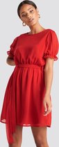 NA-KD Short Sleeve Chiffon Vrouwen Jurk - Red - Maat EU 34