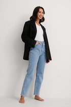 NA-KD Straight High Waist Vrouwen Jeans - Light Blue - Maat EU 44