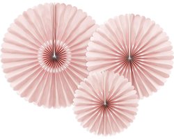 PartyDeco - Papieren waaiers Dusty Roze (3 stuks)