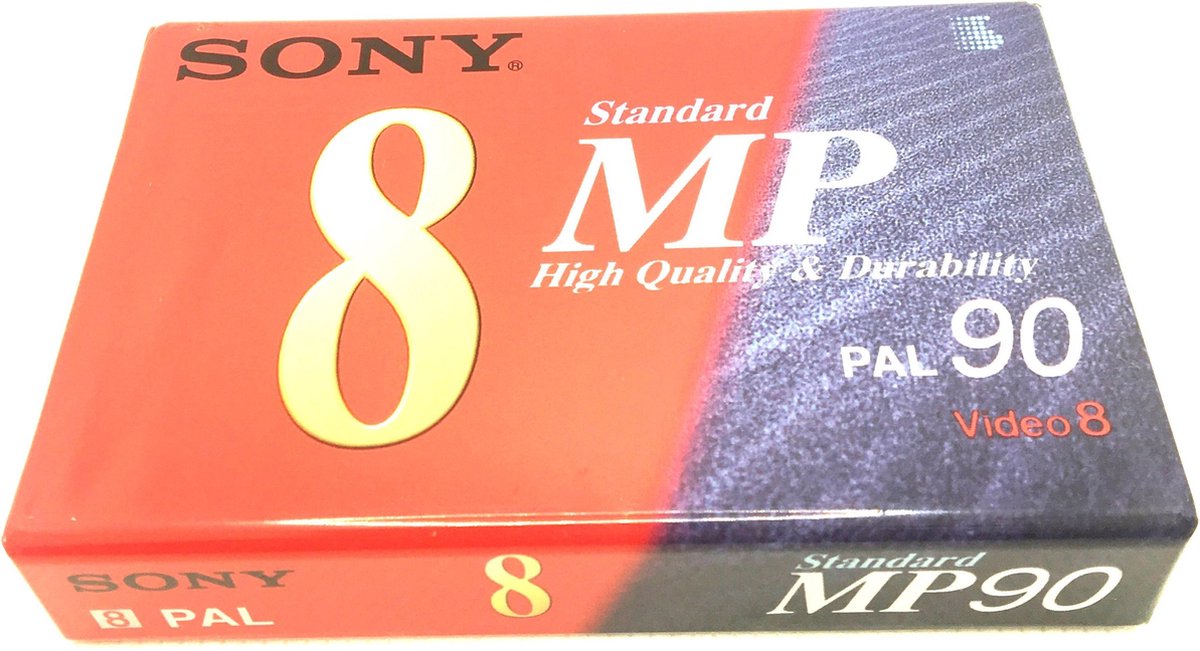 Sony Standard 8 MP High quality & durability PAL 90 Video 8 tape / LP 180min - SP 90min.