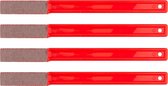 KGS PRO Diamant-handvijlen, 4 stuks (43x12 mm, plat, Rood (grit 200))