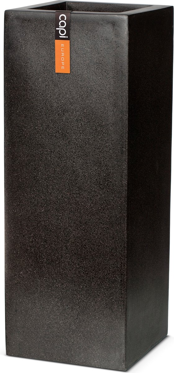 Capi Europe - Bloempot rechthoek Terrazzo - 35x35x78 - Zwart - Bloempot voor buiten - FIT952