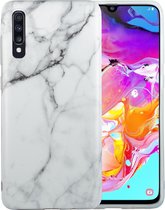 Samsung Galaxy A50 Marmer Case | Back Cover | TPU Telefoonhoesje | Wit & Zwart