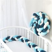 Gevlochten bedomrander- bedbumper gevlochten- kraamcadeau- babykamer-3 meter-blauw